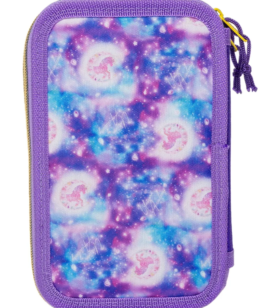 Unicorn Academy Penalhus m. Indhold - Dobbelt - Lilla/Glitter