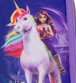Unicorn Academy Penalhus m. Indhold - Dobbelt - Lilla/Glitter